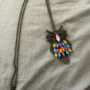 Y2K Colorful Owl Pendant Necklace